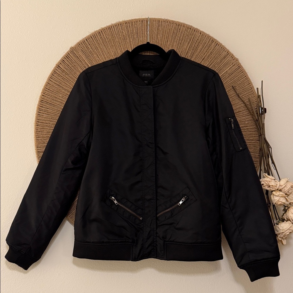 GUESS Los Angeles Black Bomber Jacket